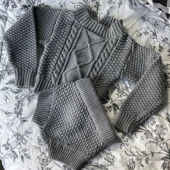 MEBIE BABY knitted gray matching set for toddlers - Picture 1 of 5